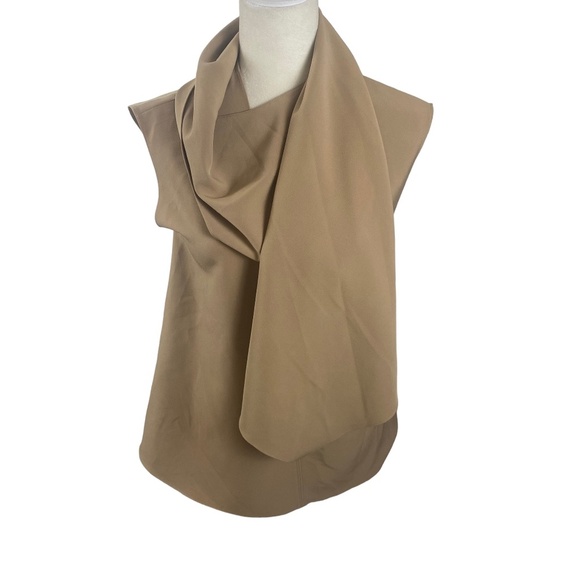 LANE JT Sleeveless top blouse w Shawl size M Medium Tan beige - Picture 8 of 12